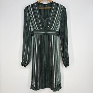 Elie Tahari Knee Length Dress S 100% Silk Quiet Luxury Classic Green Long‎ Slv
